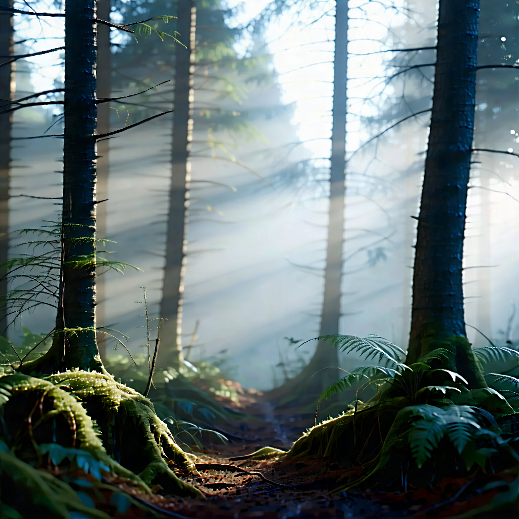 Nature 3d Render: Forest Scene During Foggy Morning With Image, There