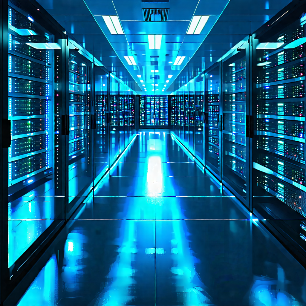Tech Matte Painting: Futuristic Server Room With Large, Blue-lit