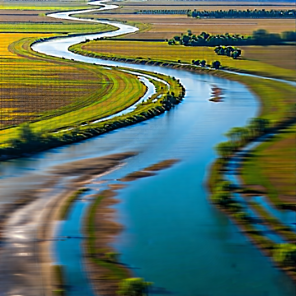 Nature Editorial Photography: Aerial view of winding river