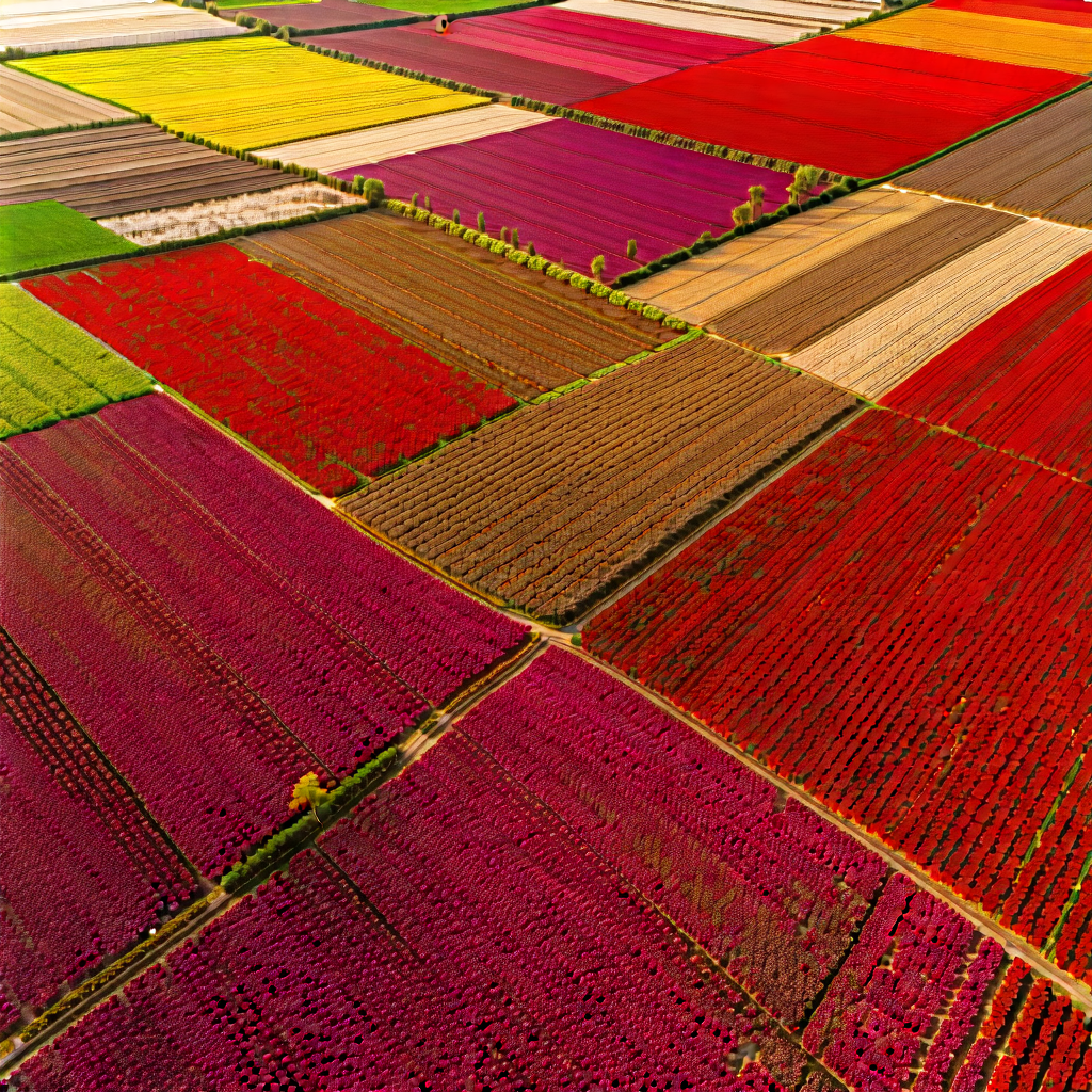 Nature Tilt-shift Photography: Aerial View Of Agricultural Fields With Large, Colorful