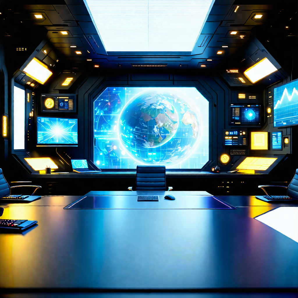 Tech Concept Art: Futuristic Tech Startup Office With Futuristic Setting,