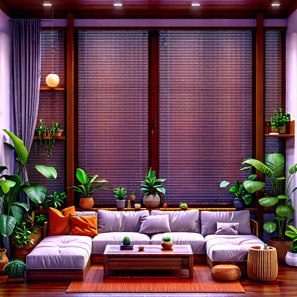 Lifestyle Aerial Photography: Cozy Living Room With Plants And Natural Elements With Image, There