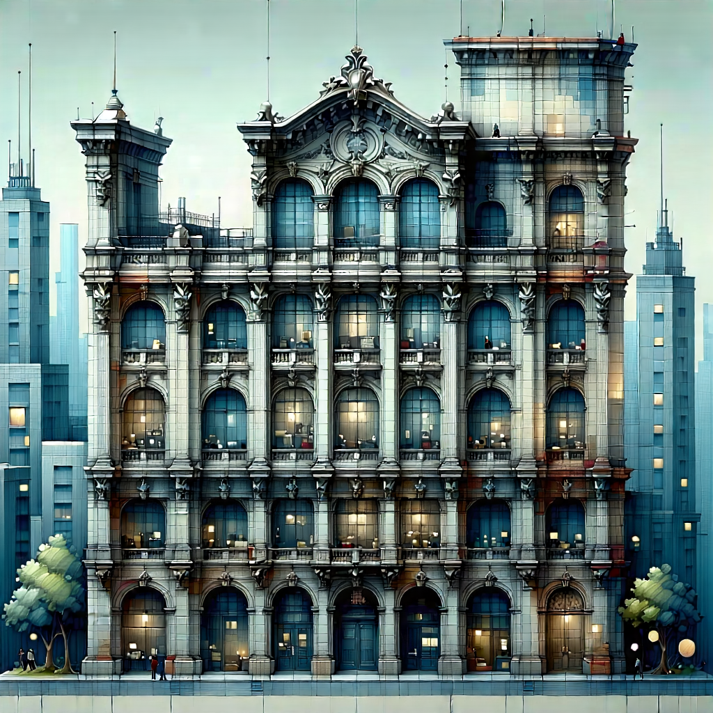 Urban Etching: Urban Loft With Ornate Details With Drawing Large,