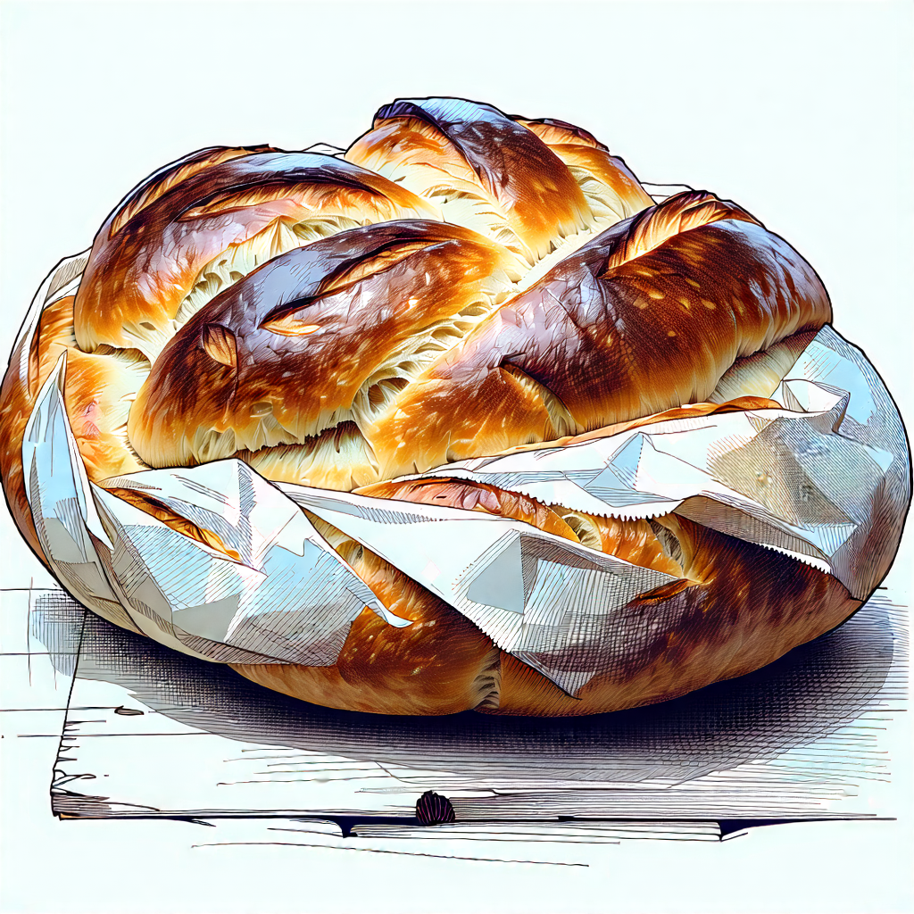 Lifestyle Ink Drawing: Artisanal Bread Prepared With Fresh Ingredients With Loaf Bread