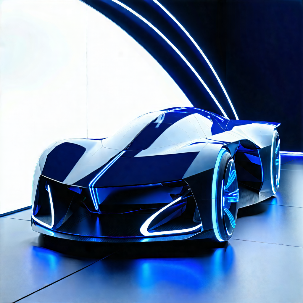 Tech Low Poly: Innovative Electric Vehicle Design With Futuristic Blue