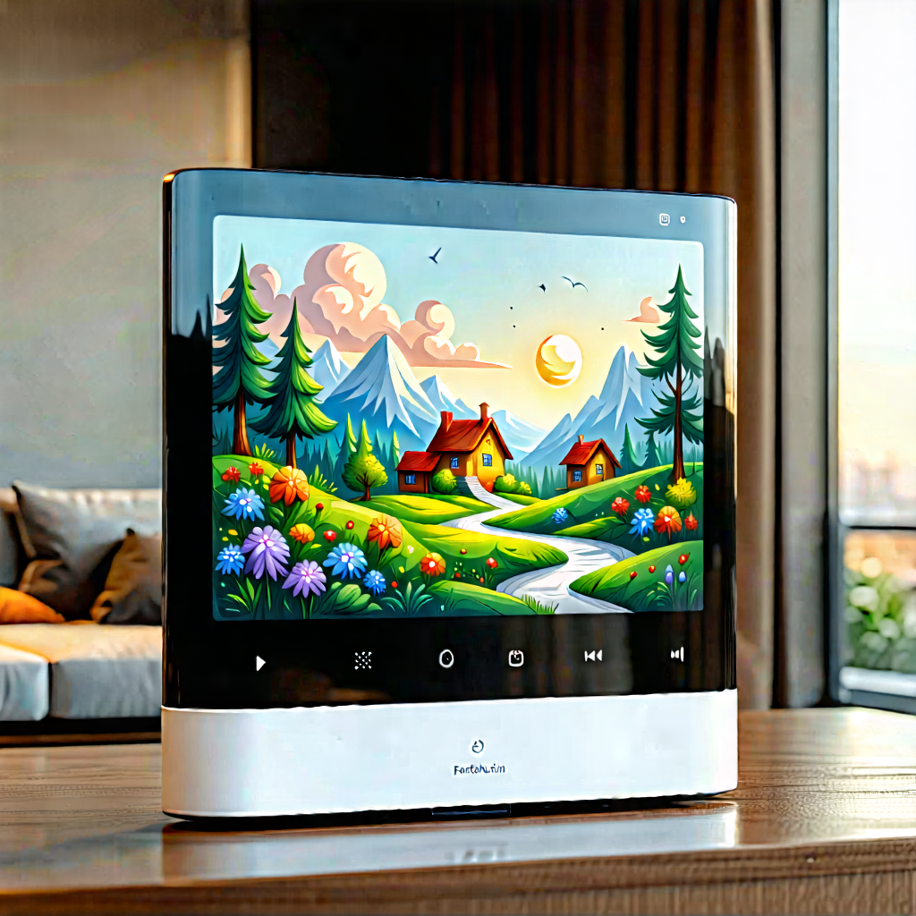 Tech Pastel Drawing: Smart Home Device With Streaming Content With Large Flat