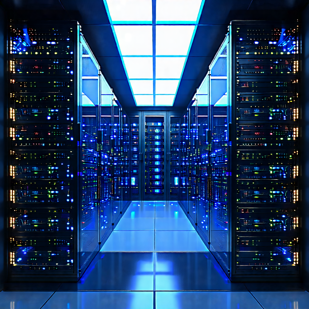 Tech Voxel Art: (futuristic:1.22) Server Room With Large Room