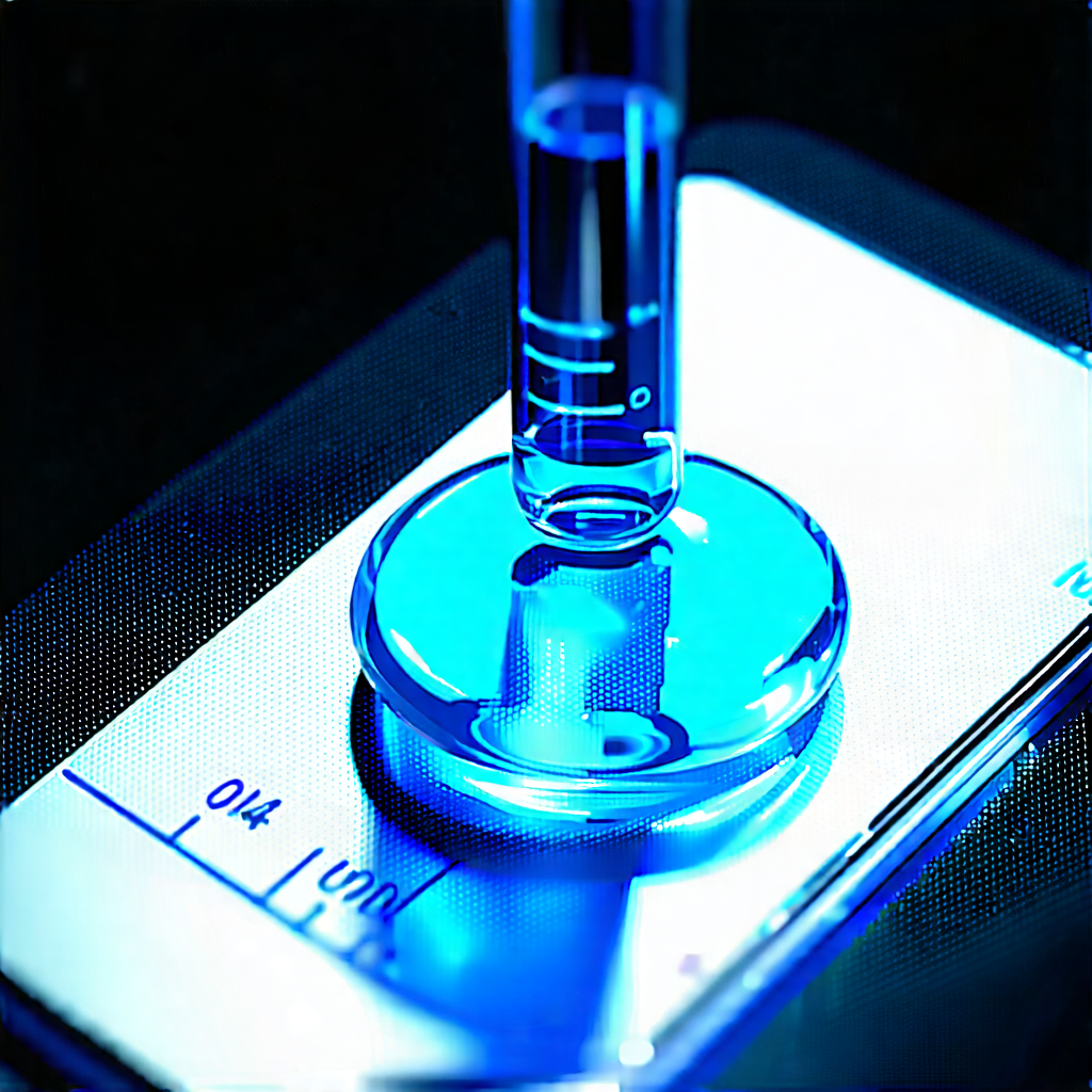 Tech 3d Render: Entertainment Technology In Modern Laboratory With Blue Vial