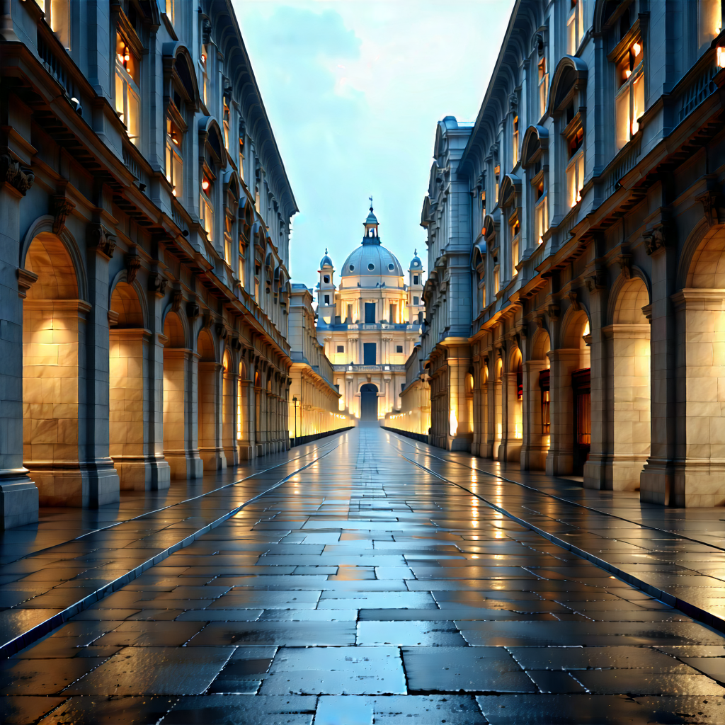 Urban Long Exposure Photography: Urban Street With Historic Buildings With Long, Narrow
