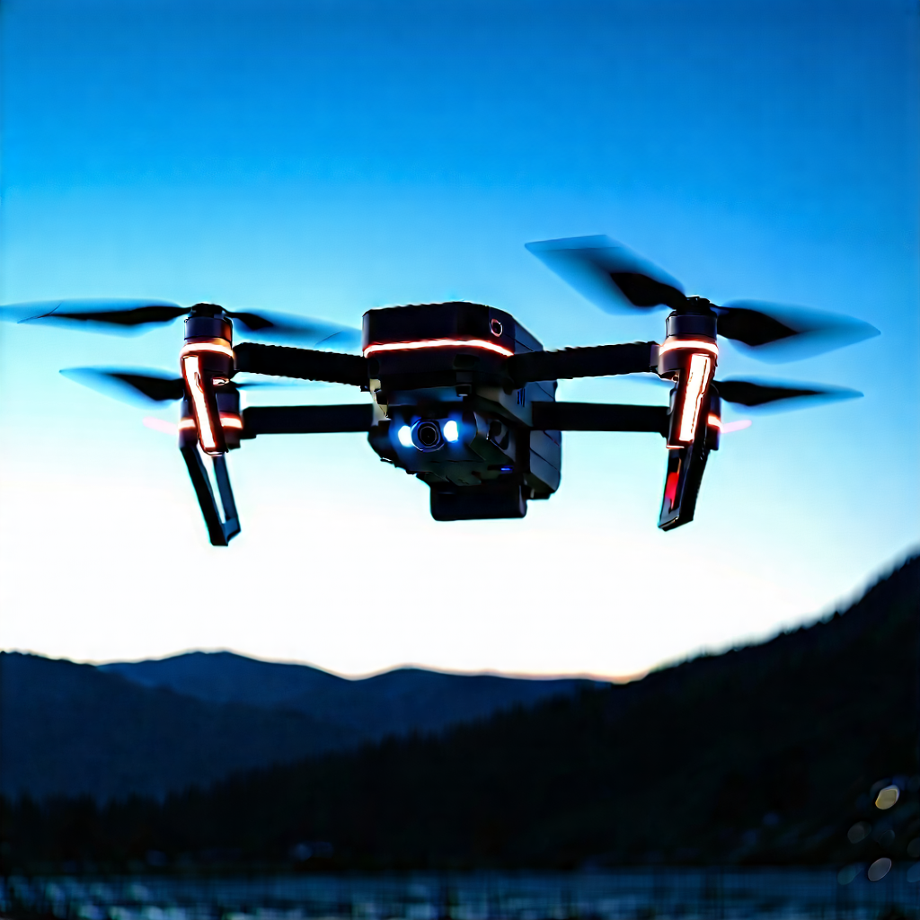 Tech Matte Painting: Drone With Glowing Screen With Drone Flying