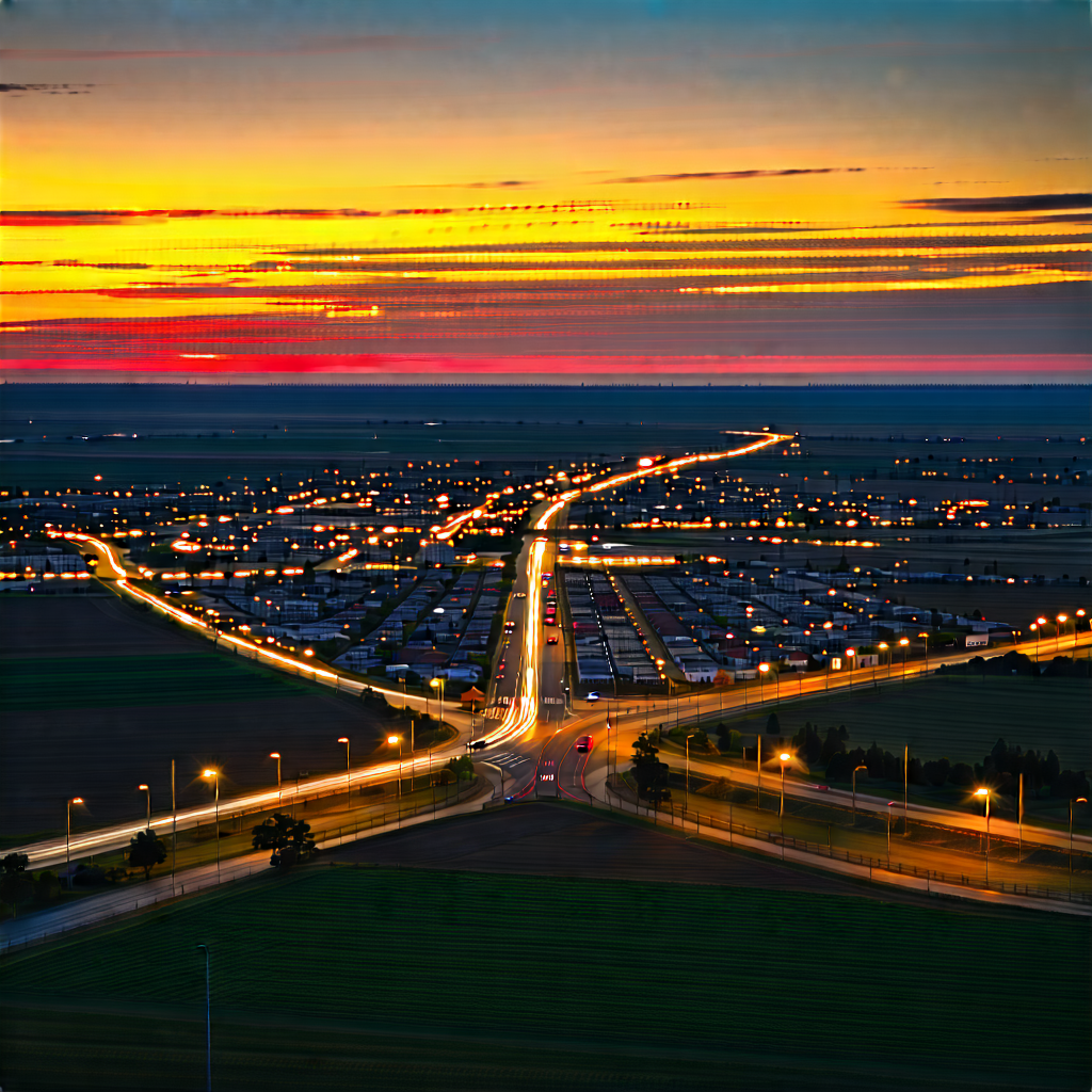 Urban Cinema 4d: Cityscape Of Small Town During Sunset With Captures Beautiful