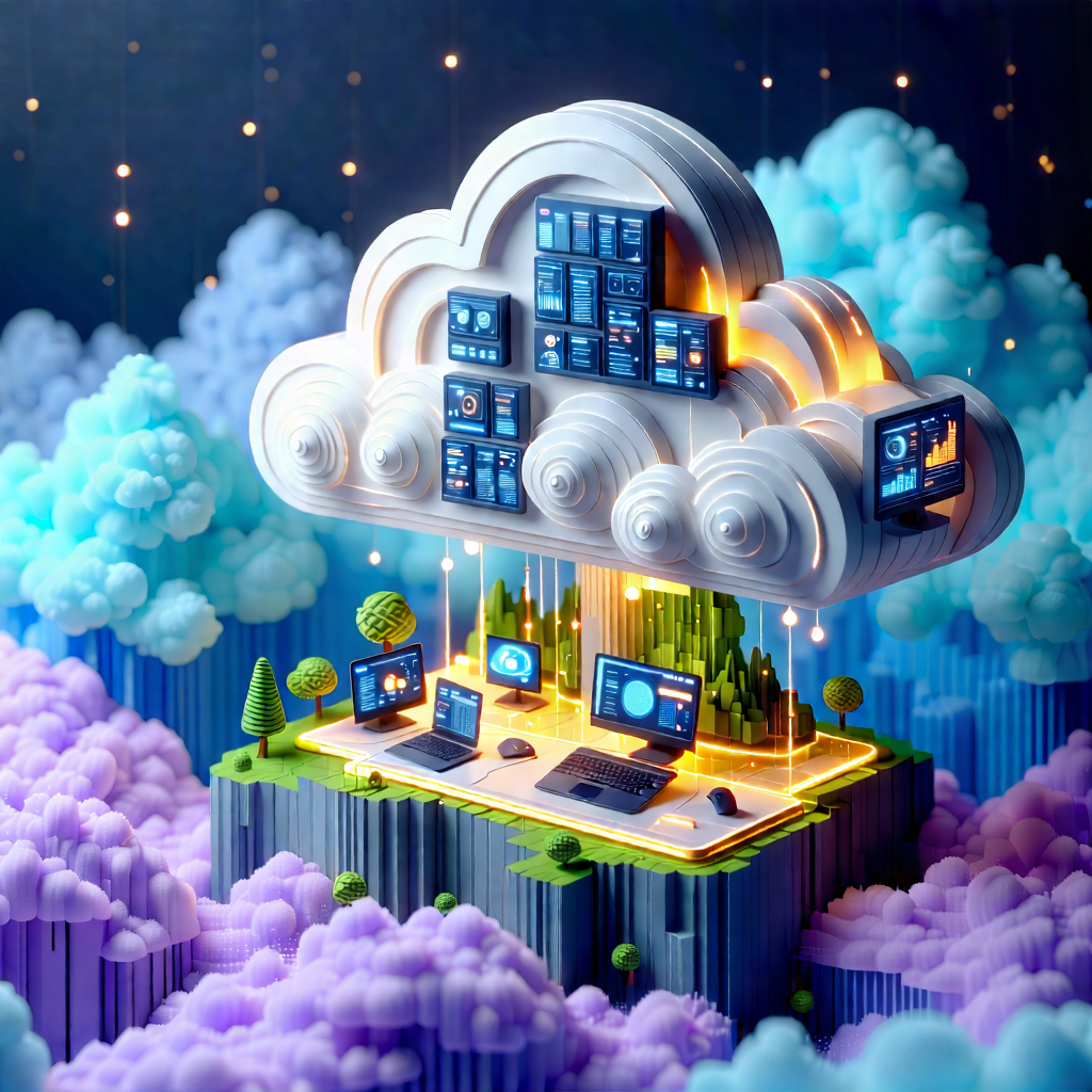 Tech Low Poly: Cloud Computing Visualization With Image, There