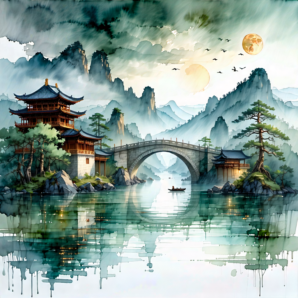 Tech Watercolor Painting: (digital:1.39) Transformation Visualization With Image, There