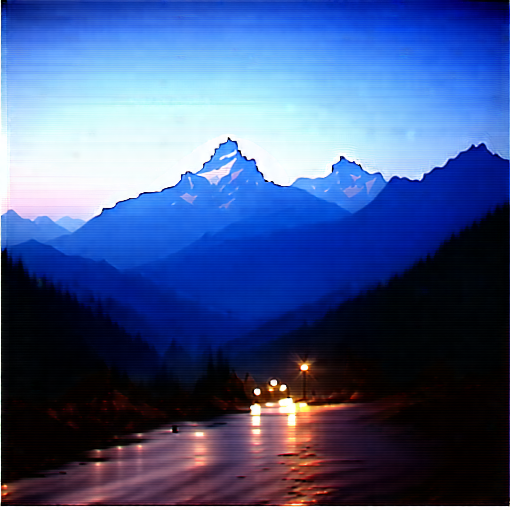 Nature Pencil Sketch: Mountain Range During Blue Hour With Captures Beautiful