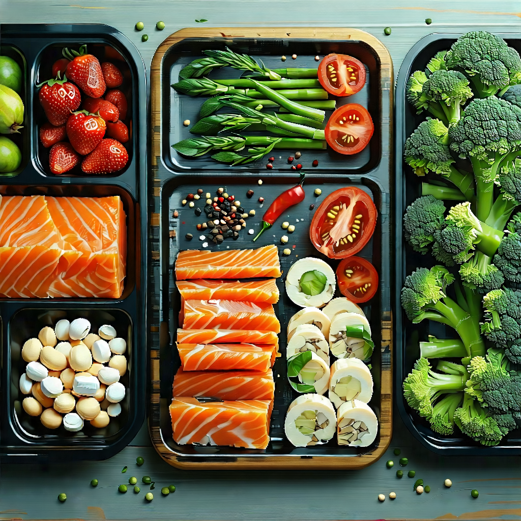 Lifestyle Oil Painting: Healthy meal prepared with fresh ingredients
