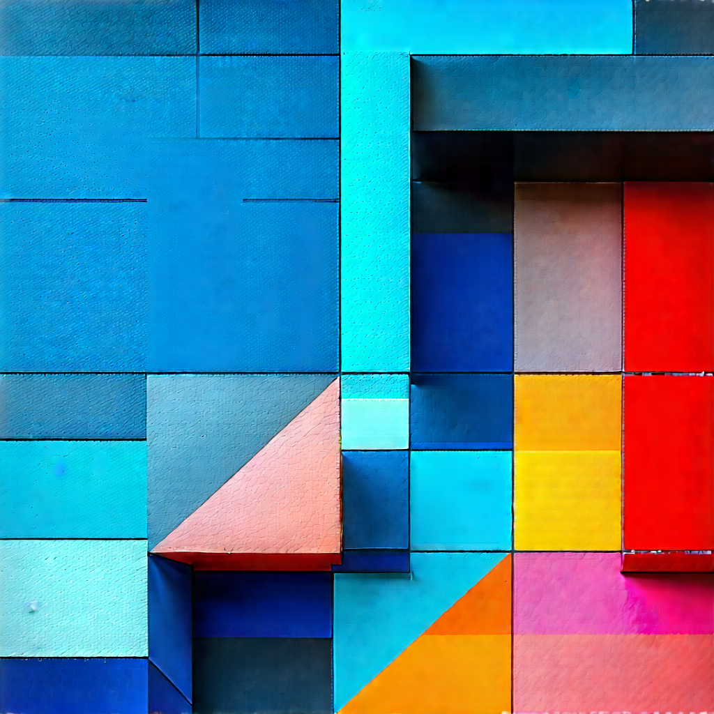 Abstract Tilt-shift Photography: Geometric Abstract With High-contrast Color Palette With Colorful Collage