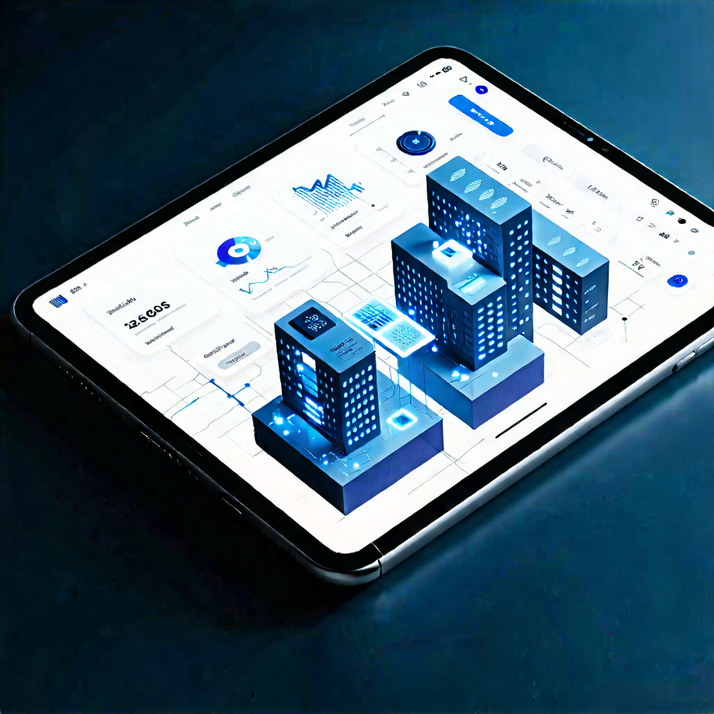 Tech Isometric Design: Tablet With Data Visualization With Large, Modern
