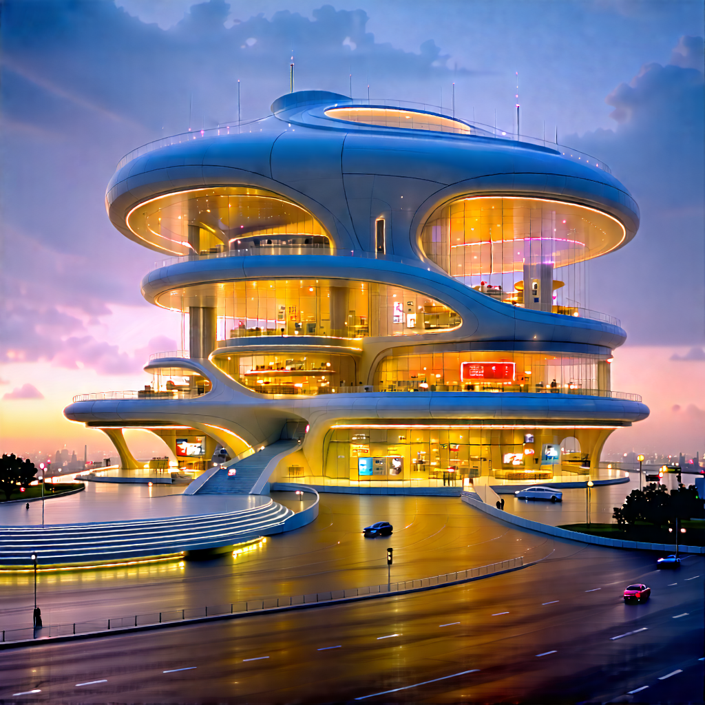 Tech Tilt-shift Photography: Futuristic Innovation Hub With Large White