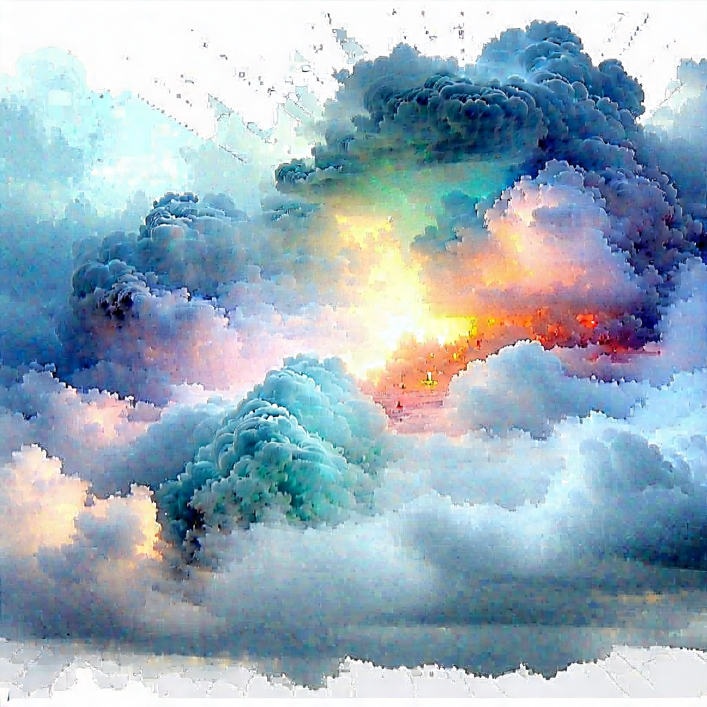 Tech Watercolor Painting: Cloud Computing Visualization With Colorful Artistic