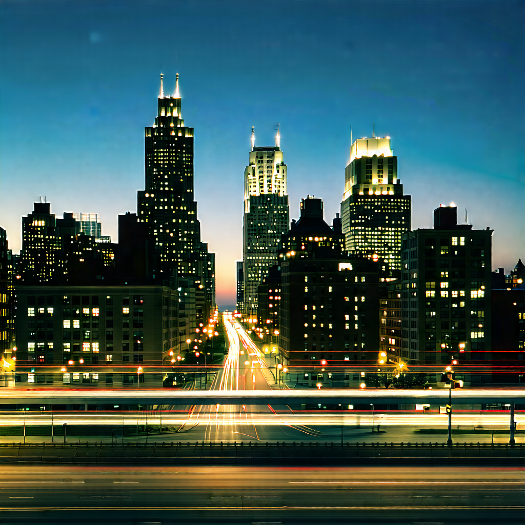 Urban Editorial Photography: Cityscape Of Downtown District During Night With Captures Beautiful