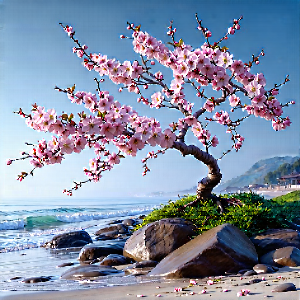 Nature Macro Photography: Cherry Blossoms In Coastal Environment With Beautiful Tree