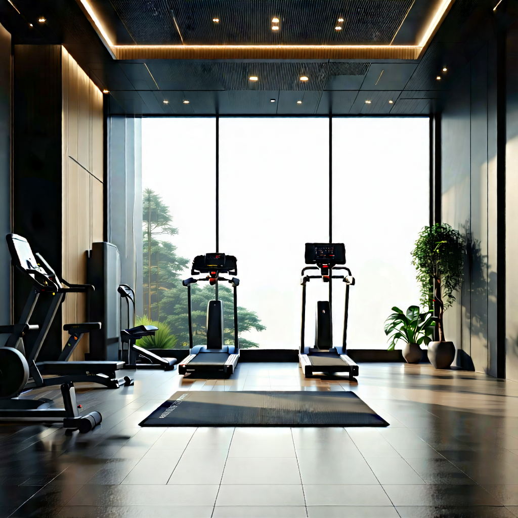Lifestyle Architectural Photography: Wellness Scene With Fitness Equipment With Image, There