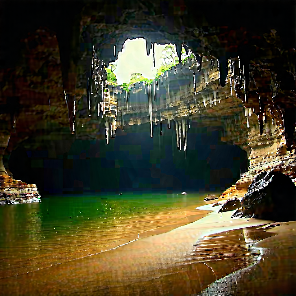 Nature Architectural Photography: Cave Entrance In Rainy Season With Cave Large