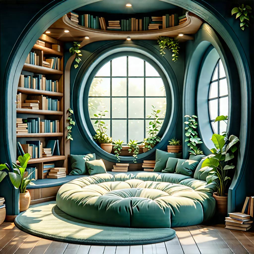 Lifestyle Vector Art: Reading Nook With Organized Space With Image, There