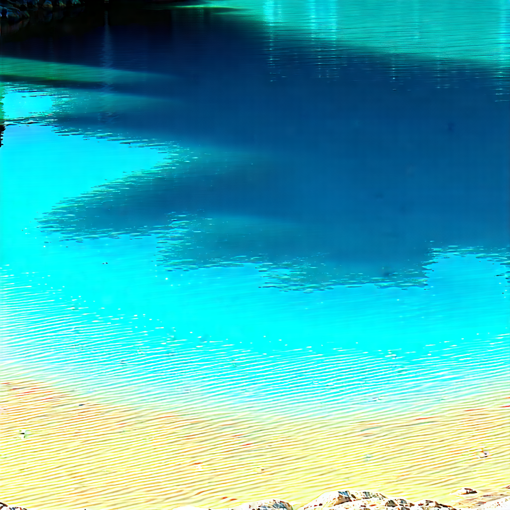 Nature 3d Render: Crystal Clear Lake Surrounded By Rocky Shores With Large Swimming