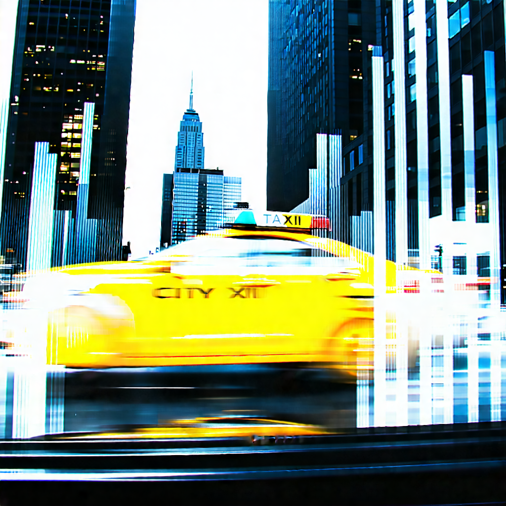 Urban Professional Photography: (city:1.21) Taxi In Financial District With Yellow Taxi