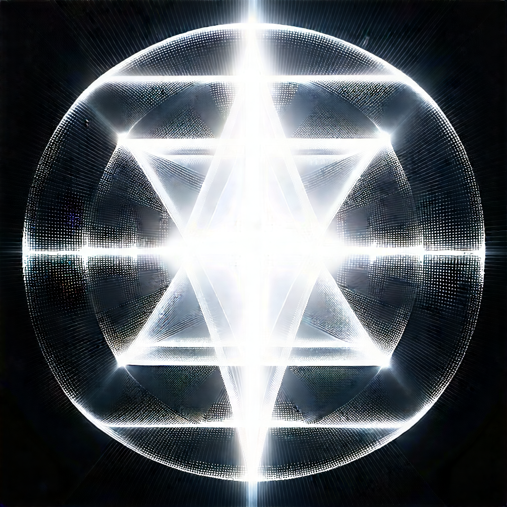 Abstract Black And White Photography: Sacred Geometry With Refracted Light With Bright, White,