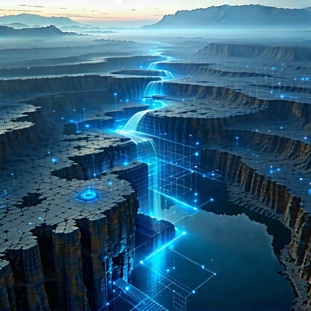 Tech Drone Photography: Machine Learning Visualization With Futuristic Landscape