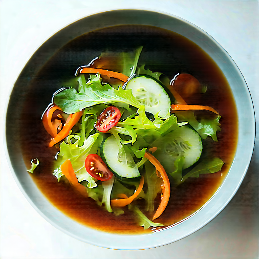 Lifestyle Drone Photography: Fresh Salad Prepared With Seasonal Produce With Bowl Soup