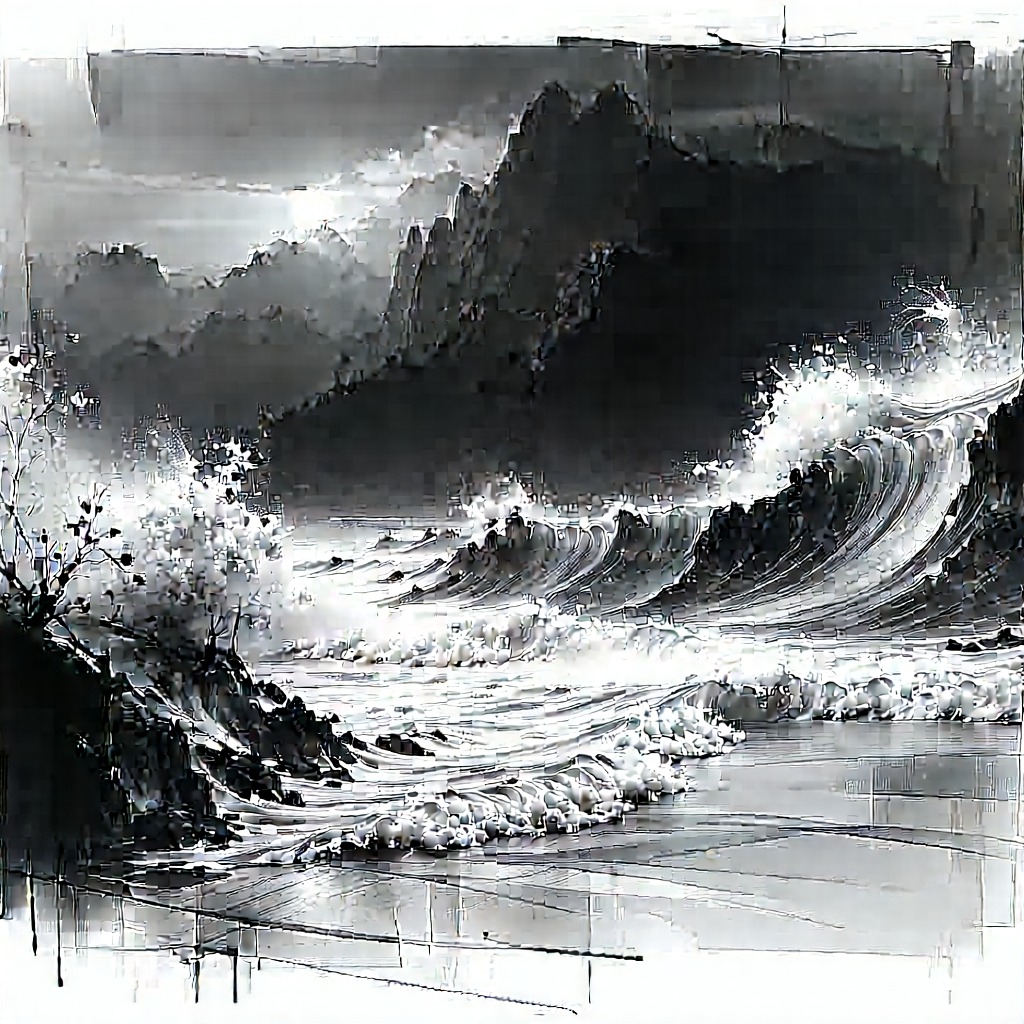 Abstract Charcoal Drawing: Rough flow