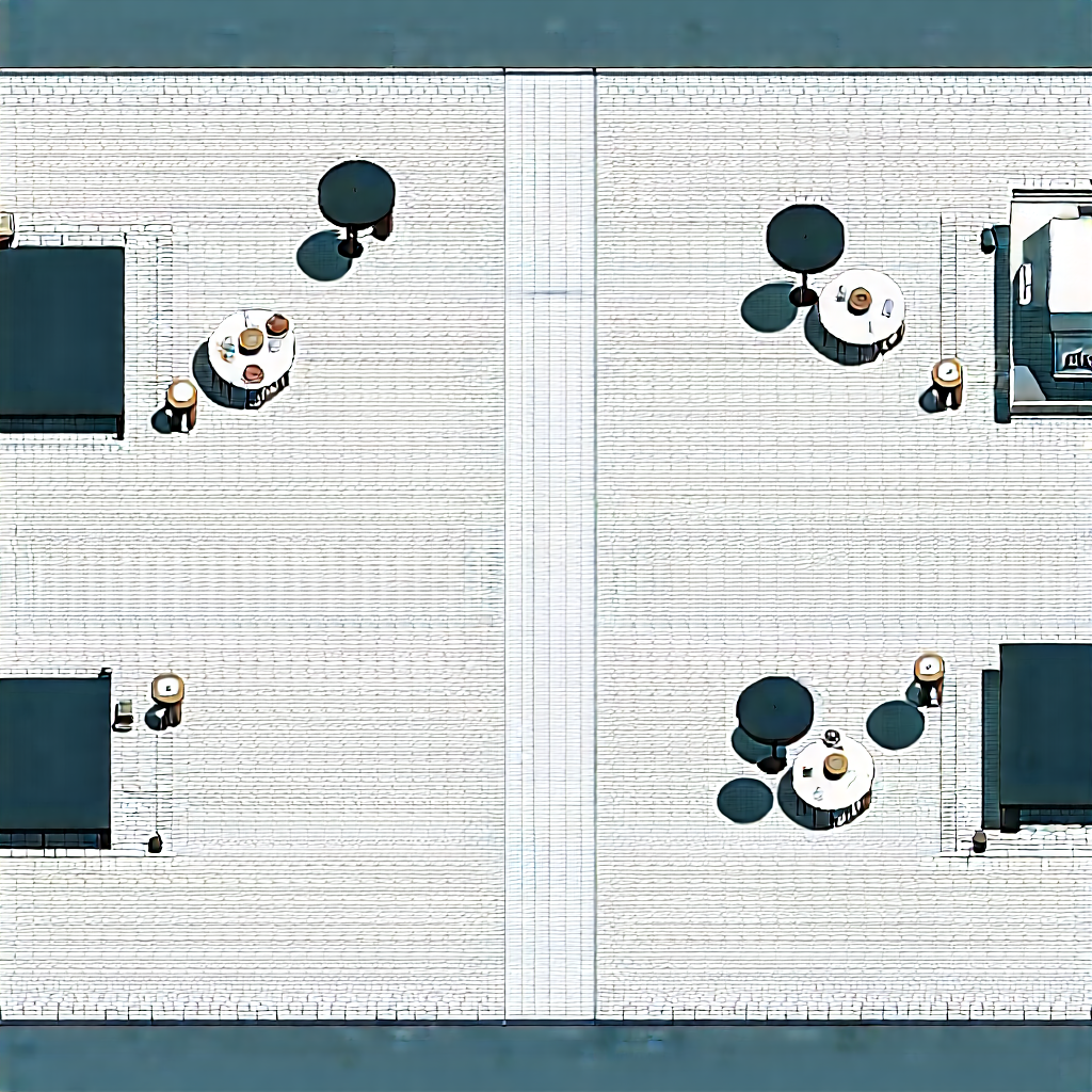 Urban Isometric Design: Urban Street With Cafes And Shops With Large Outdoor