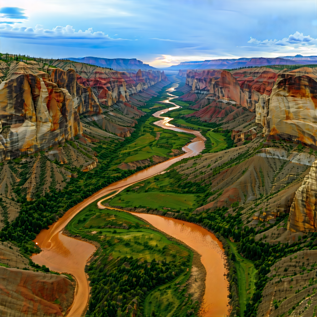 Nature Long Exposure Photography: Aerial view of canyon system