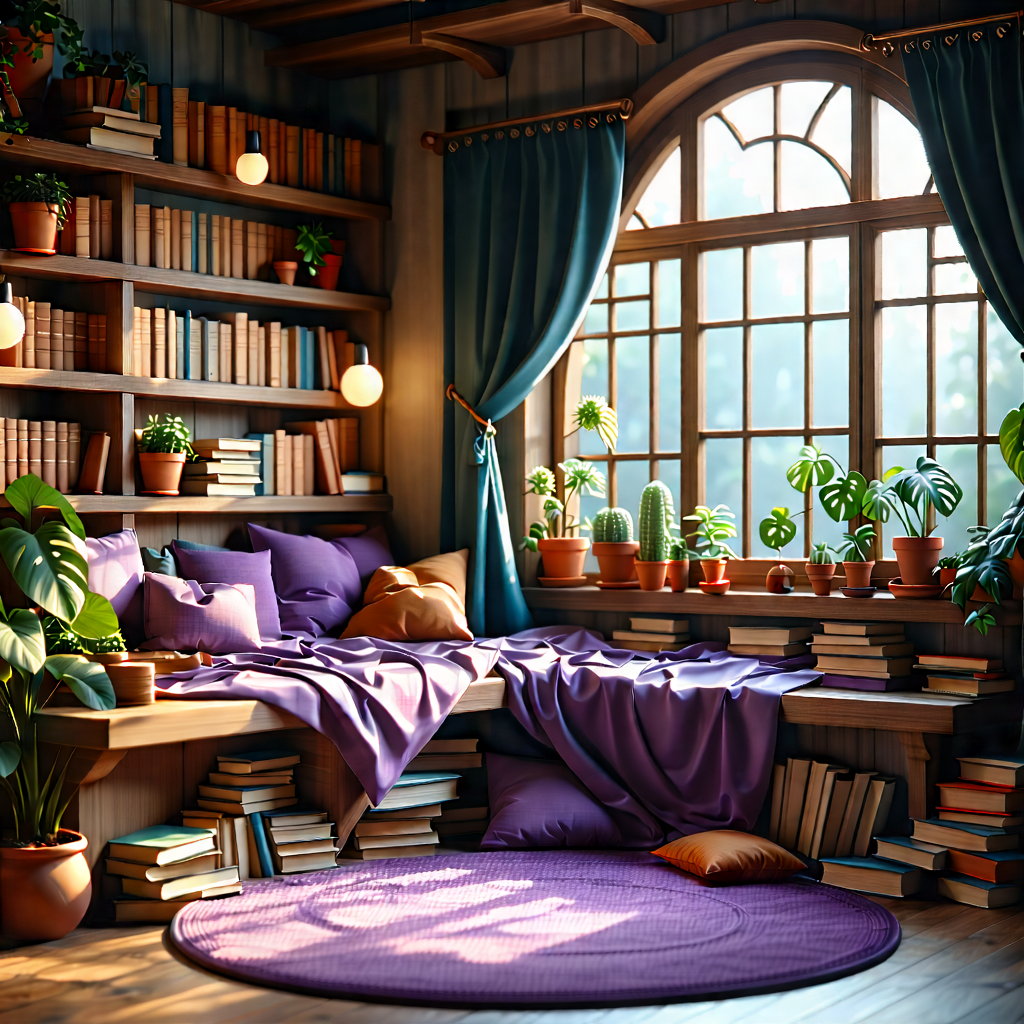 Lifestyle Commercial Photography: Reading Nook With Warm Lighting With Image, There