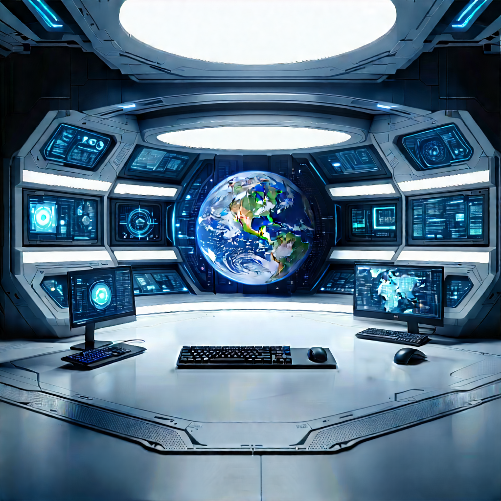 Futuristic Digital Workspace With Image, There
