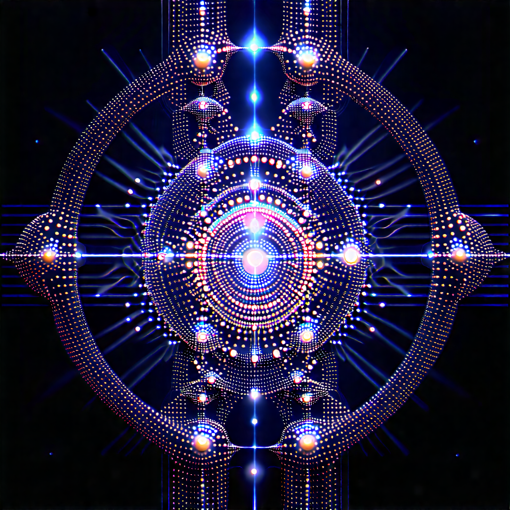 Quantum Computer With Digital Particles With Brightly Lit,