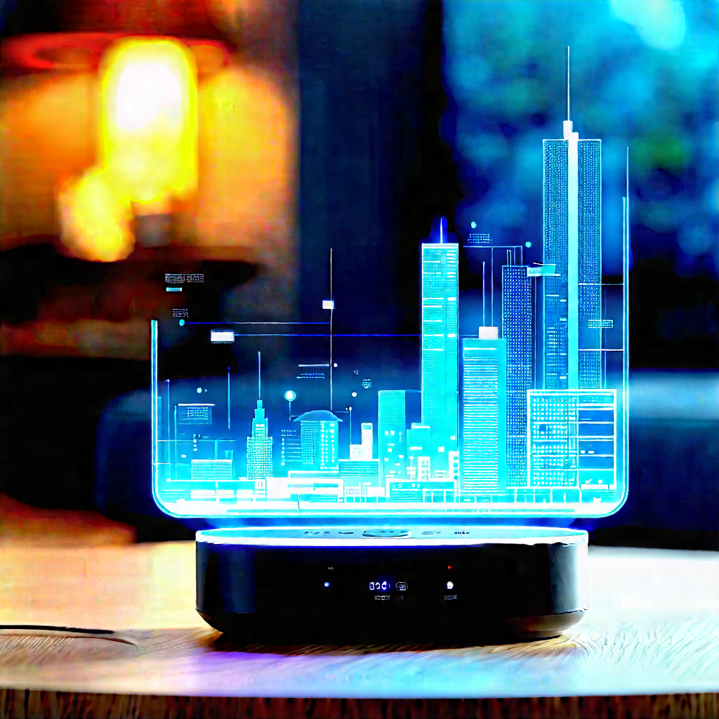 Smart Home (device:1.38) With Data Visualization With Futuristic Cityscape