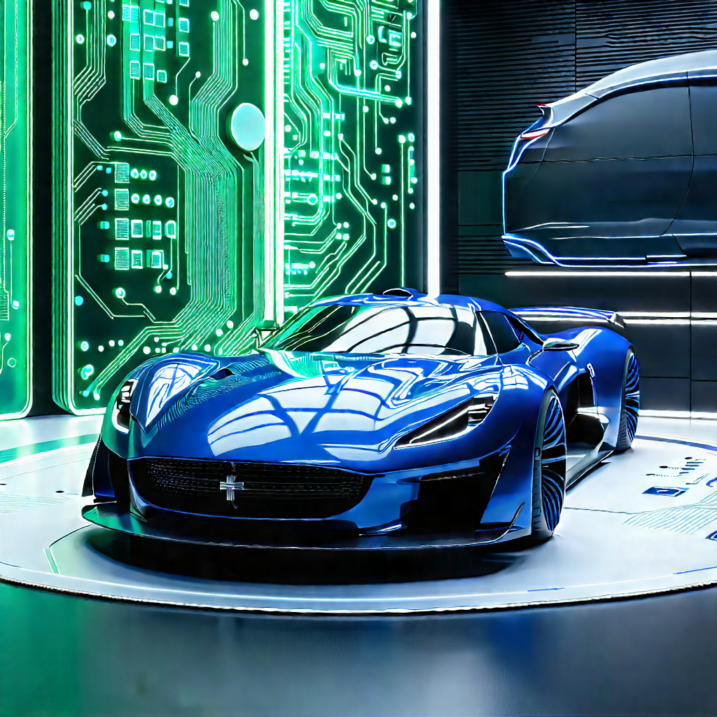 Automotive Technology In Tech Office With Blue Sports
