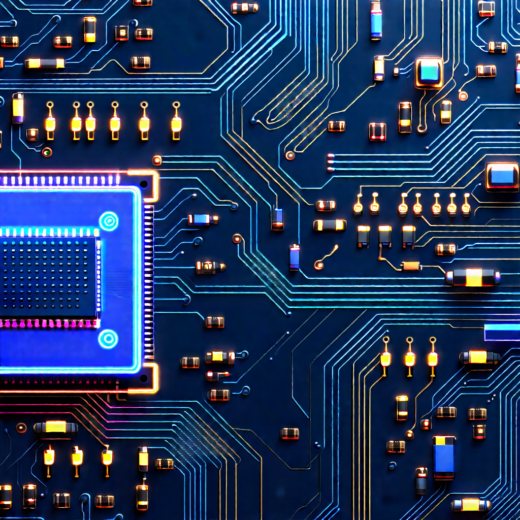 Circuit board with neon accents