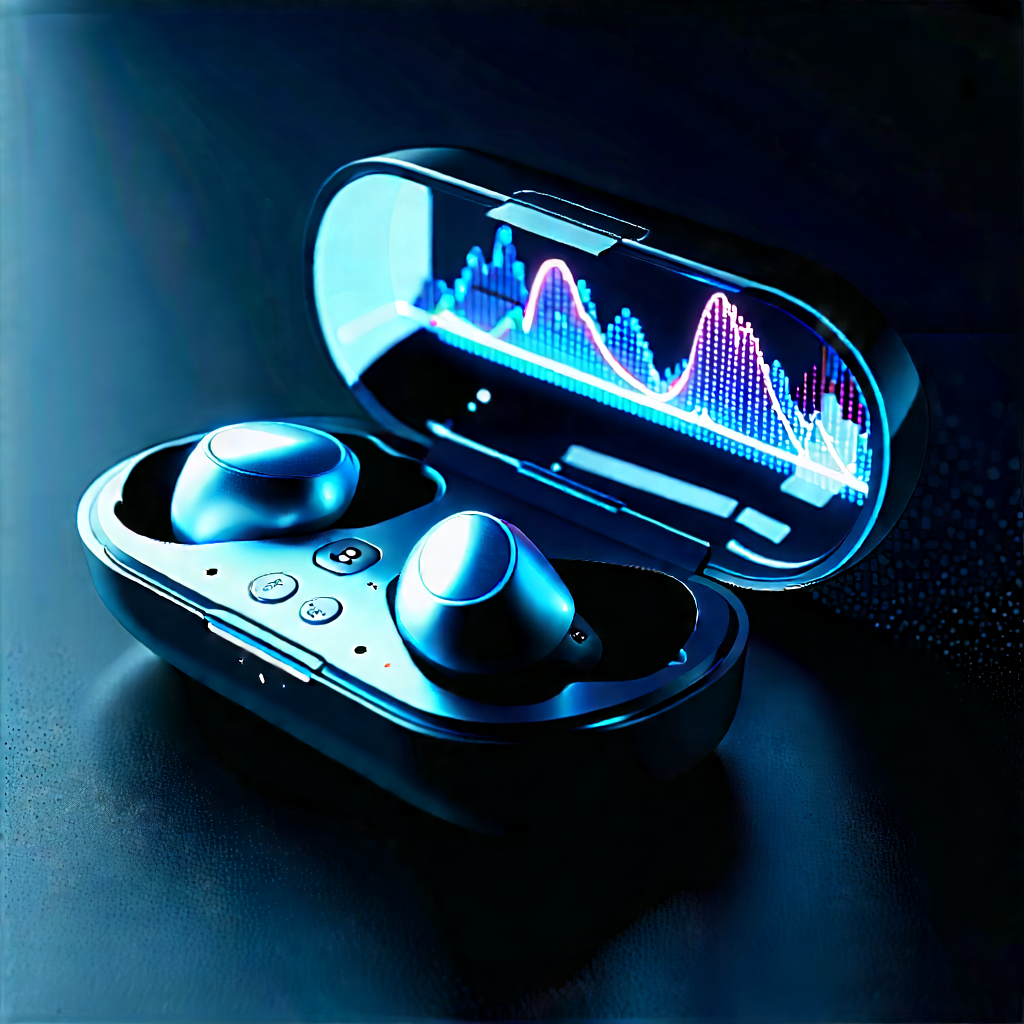 Wireless Earbuds With Holographic Display With Pair Blue