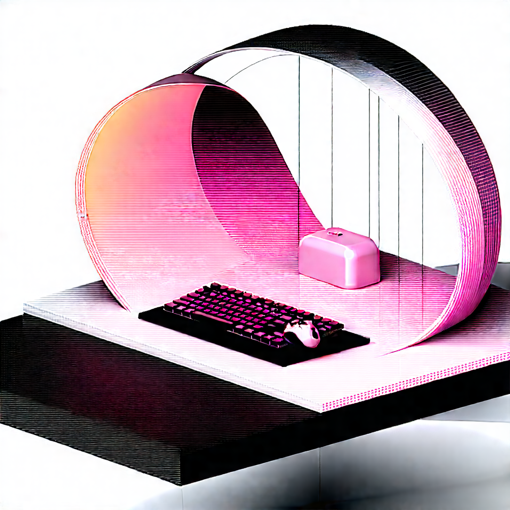 Futuristic (digital:1.39) Workspace With Computer Keyboard