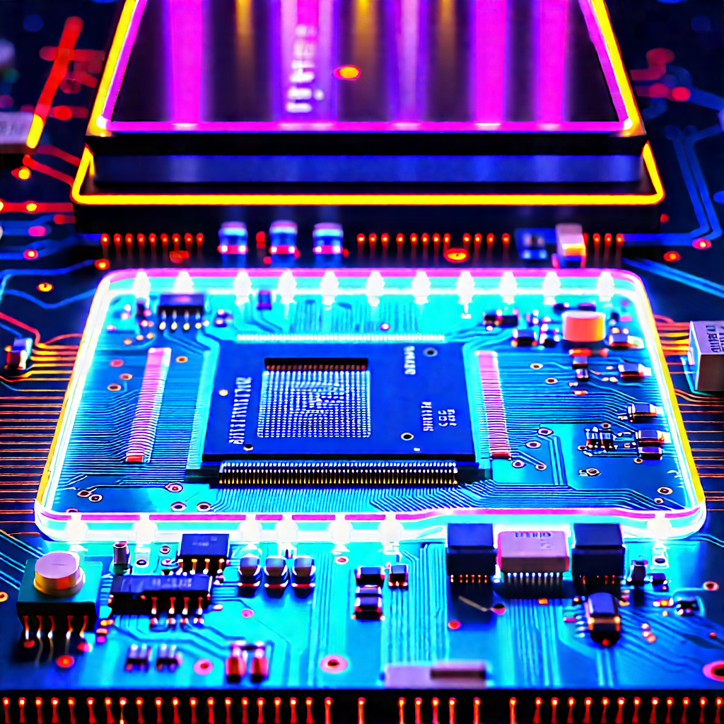 Circuit board with neon accents