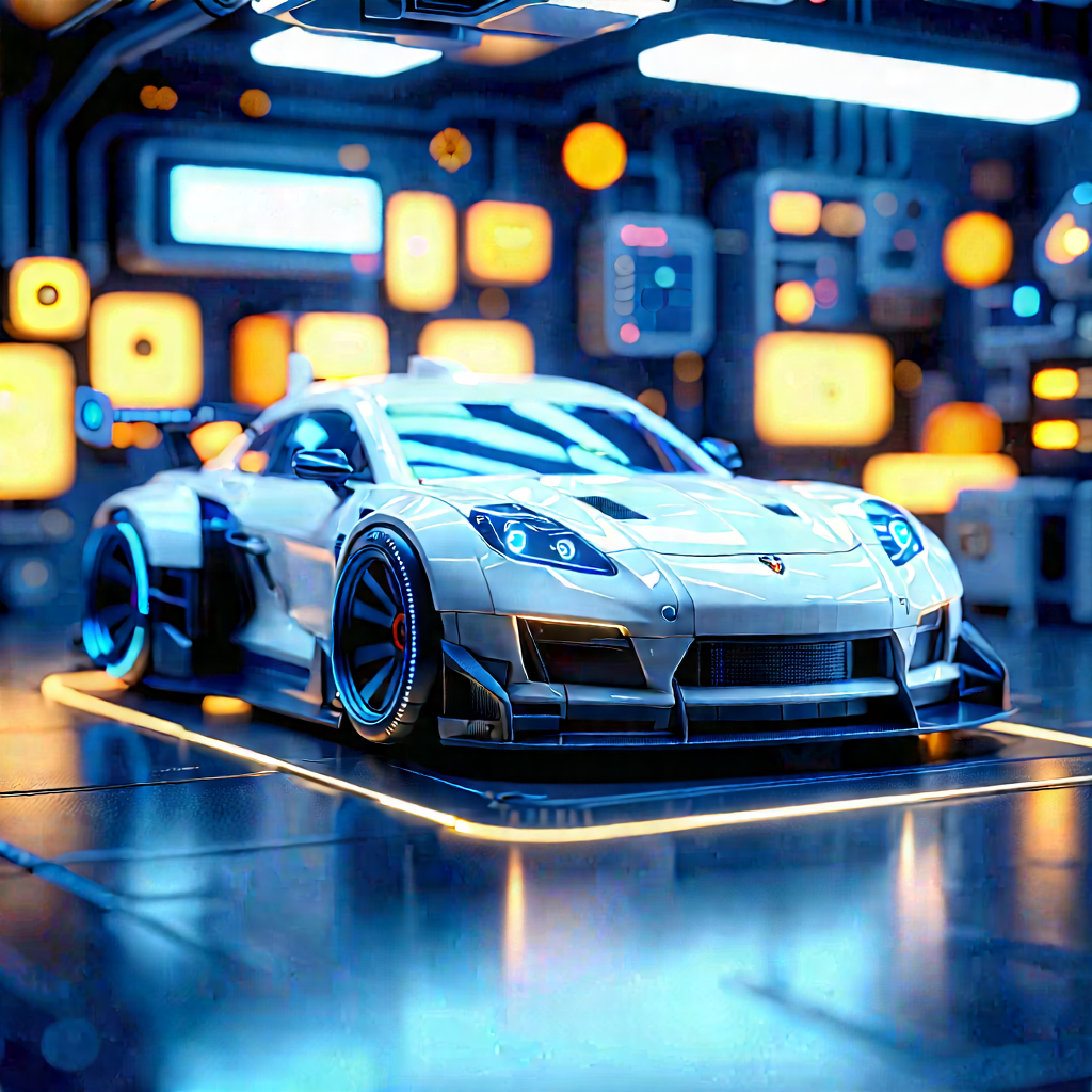 Automotive Technology In Modern Laboratory With White Sports