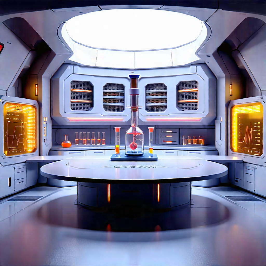 Futuristic Research Laboratory With Image, There