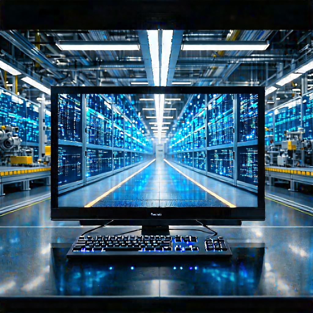 Entertainment Technology In Manufacturing Facility With Computer Monitor