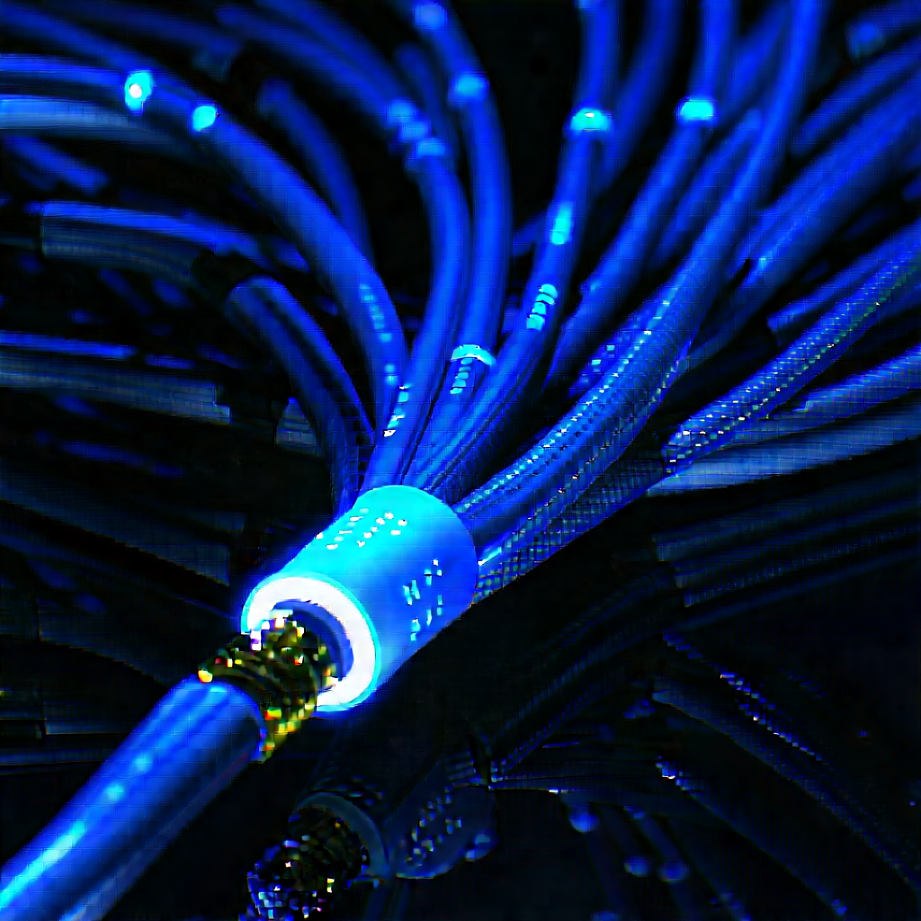 Close-up of fiber optic cables