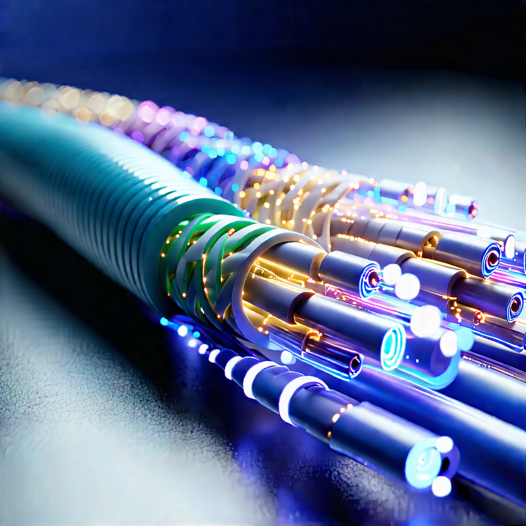Close-up Of Fiber Optic Cables With Close-up Long,